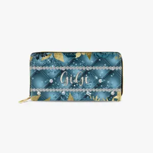 Long Type Zipper Purse - Teal Floral - GiGi