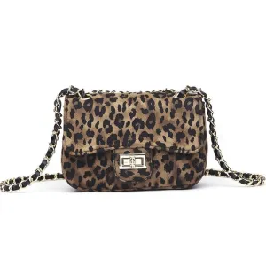 Luxury Elegant Women's Mini Square Leather Shoulder Bags With Leopard Print