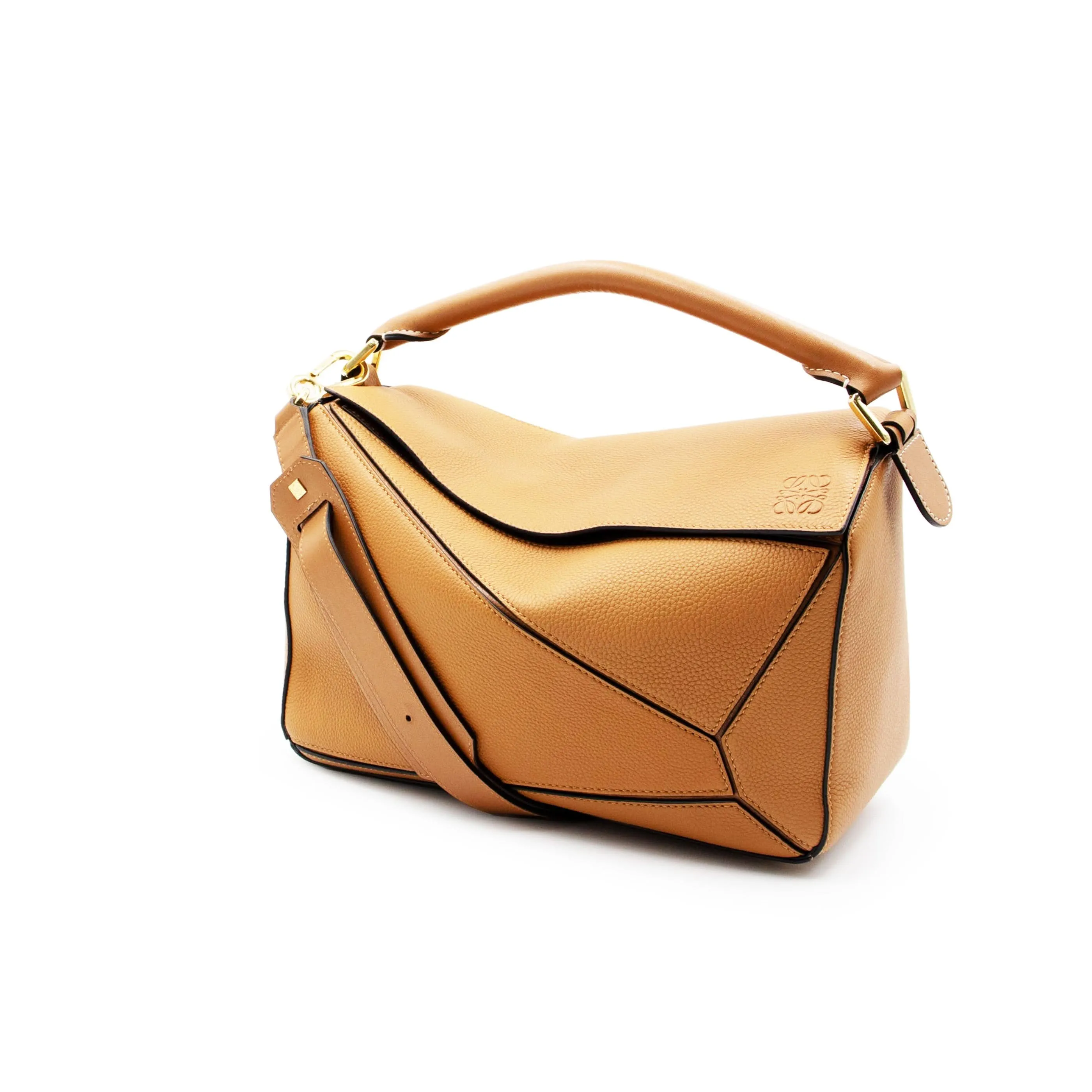 Medium Puzzle Bag in Soft Grained Calfskin in Light Caramel