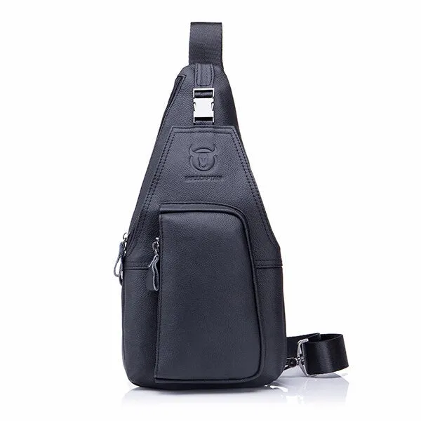 Men Leather Chest Bag Vintage Travel Fashion Crossbody Shoulder