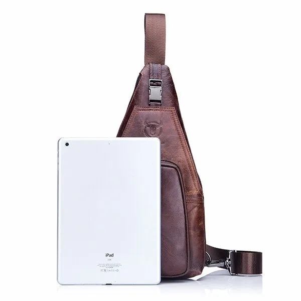 Men Leather Chest Bag Vintage Travel Fashion Crossbody Shoulder