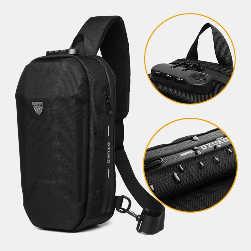 Men USB Charging Multi-pocket Anti-theft Waterproof Outdoor Crossbody Bag Chest Sling