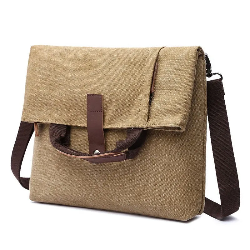 Men's Casual Fashion Anti-Theft Canvas Solid Color Single-Shoulder Bag