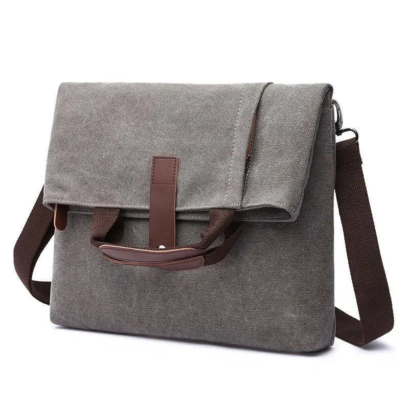 Men's Casual Fashion Anti-Theft Canvas Solid Color Single-Shoulder Bag