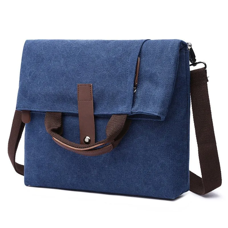 Men's Casual Fashion Anti-Theft Canvas Solid Color Single-Shoulder Bag