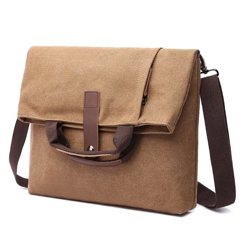 Men's Casual Fashion Anti-Theft Canvas Solid Color Single-Shoulder Bag