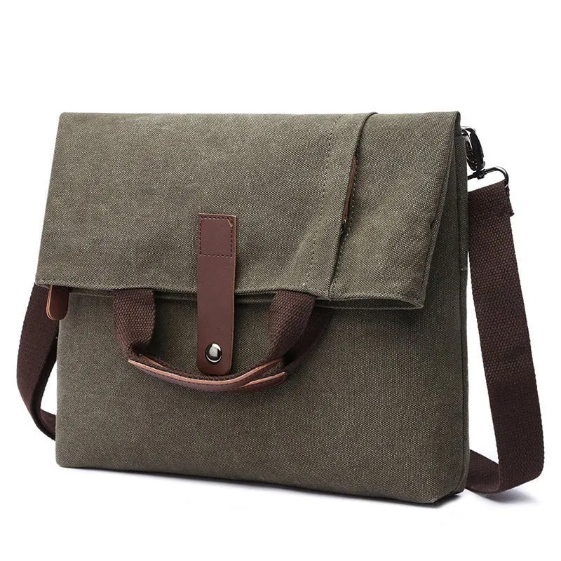 Men's Casual Fashion Anti-Theft Canvas Solid Color Single-Shoulder Bag