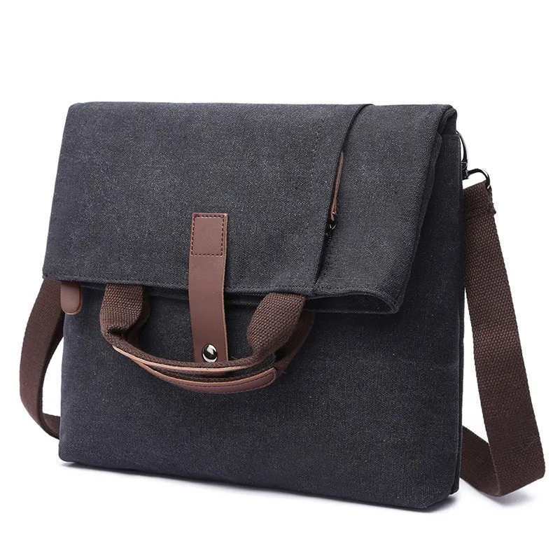 Men's Casual Fashion Anti-Theft Canvas Solid Color Single-Shoulder Bag