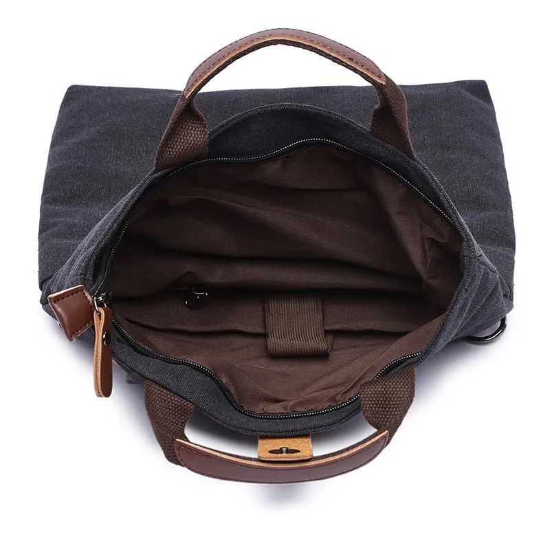 Men's Casual Fashion Anti-Theft Canvas Solid Color Single-Shoulder Bag