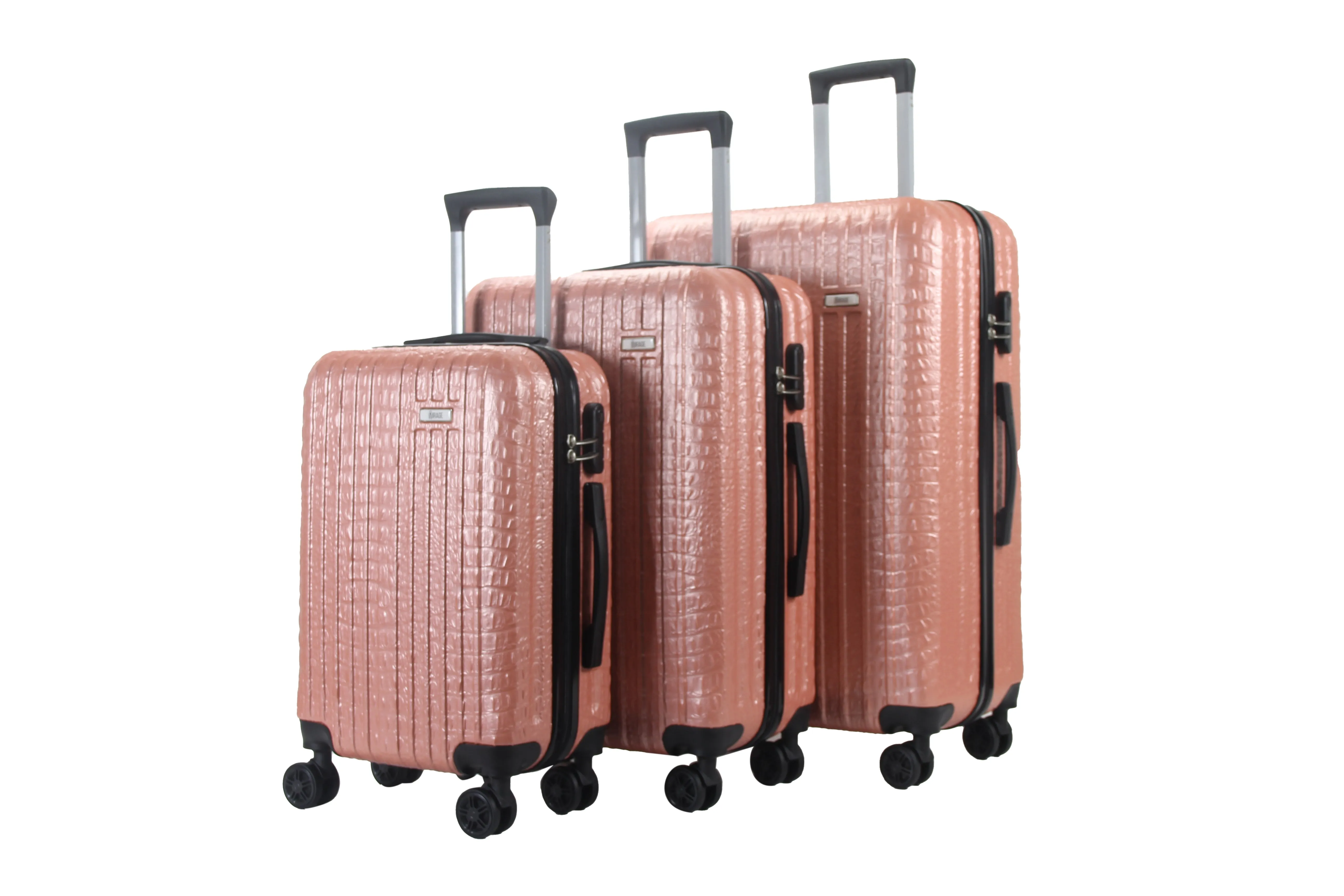 Mirage Danae Abs Hard Shell Lightweight 360 Dual Spinning Wheels Combo Lock 3 Piece Luggage Set