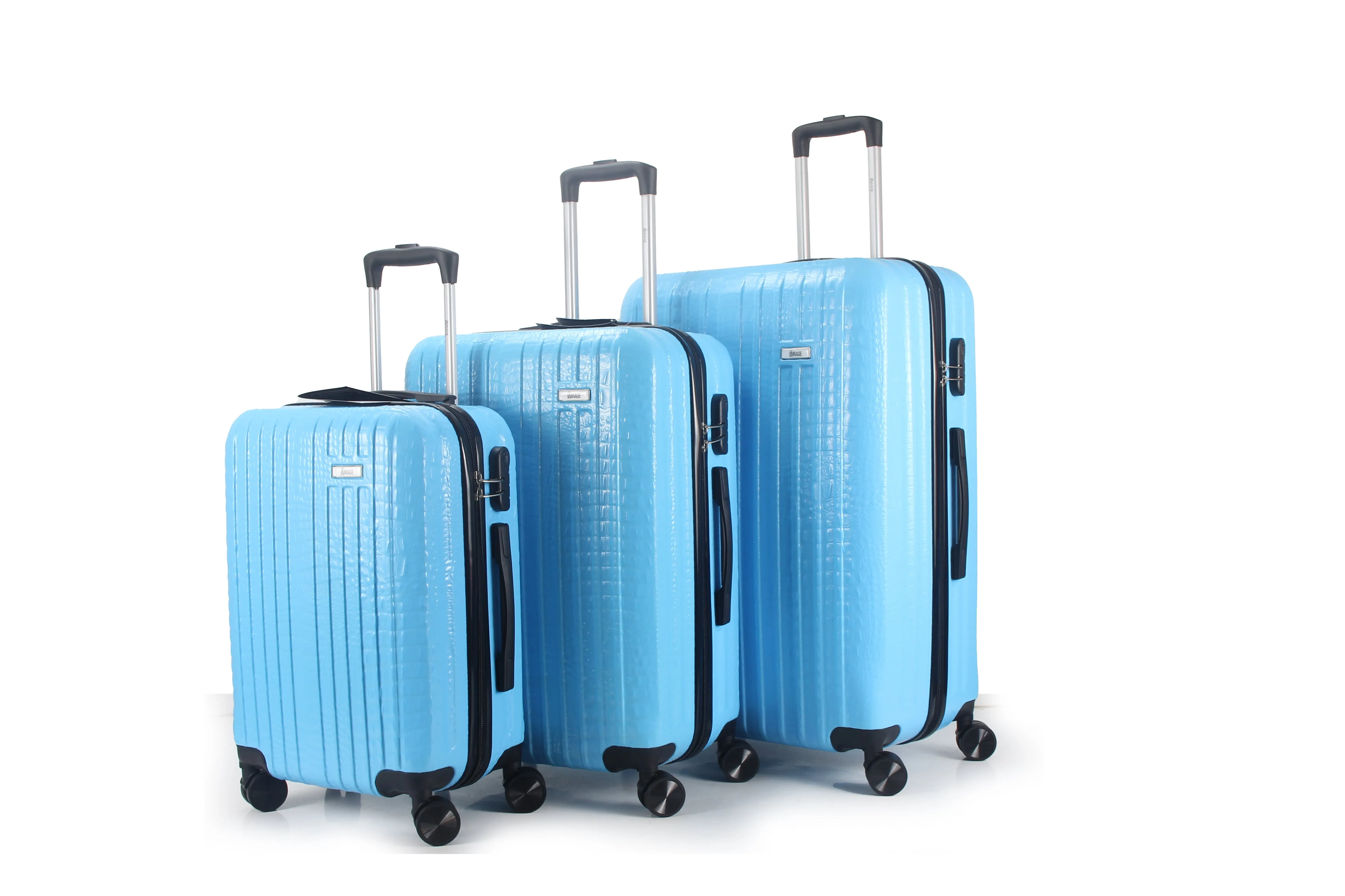 Mirage Danae Abs Hard Shell Lightweight 360 Dual Spinning Wheels Combo Lock 3 Piece Luggage Set