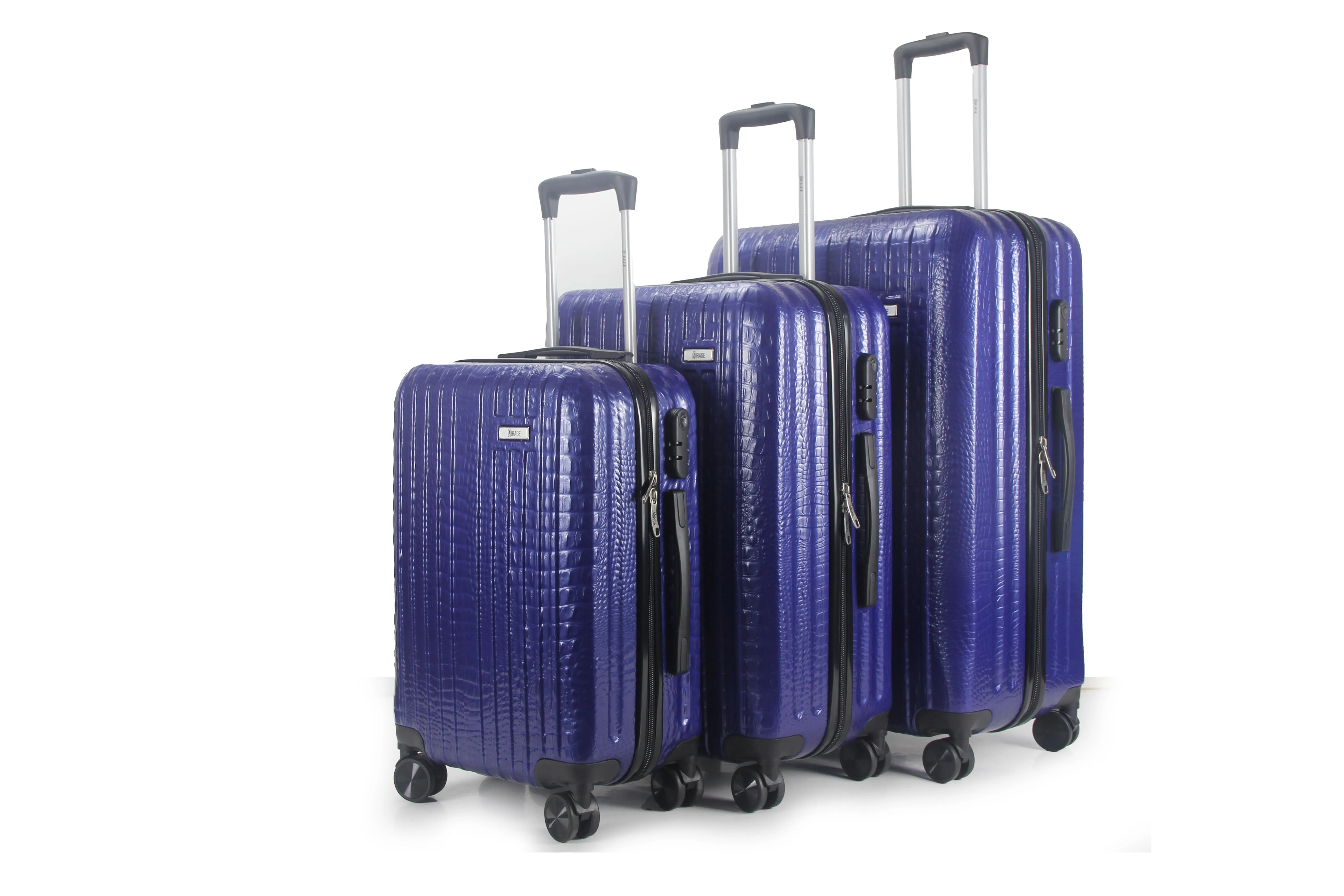 Mirage Danae Abs Hard Shell Lightweight 360 Dual Spinning Wheels Combo Lock 3 Piece Luggage Set