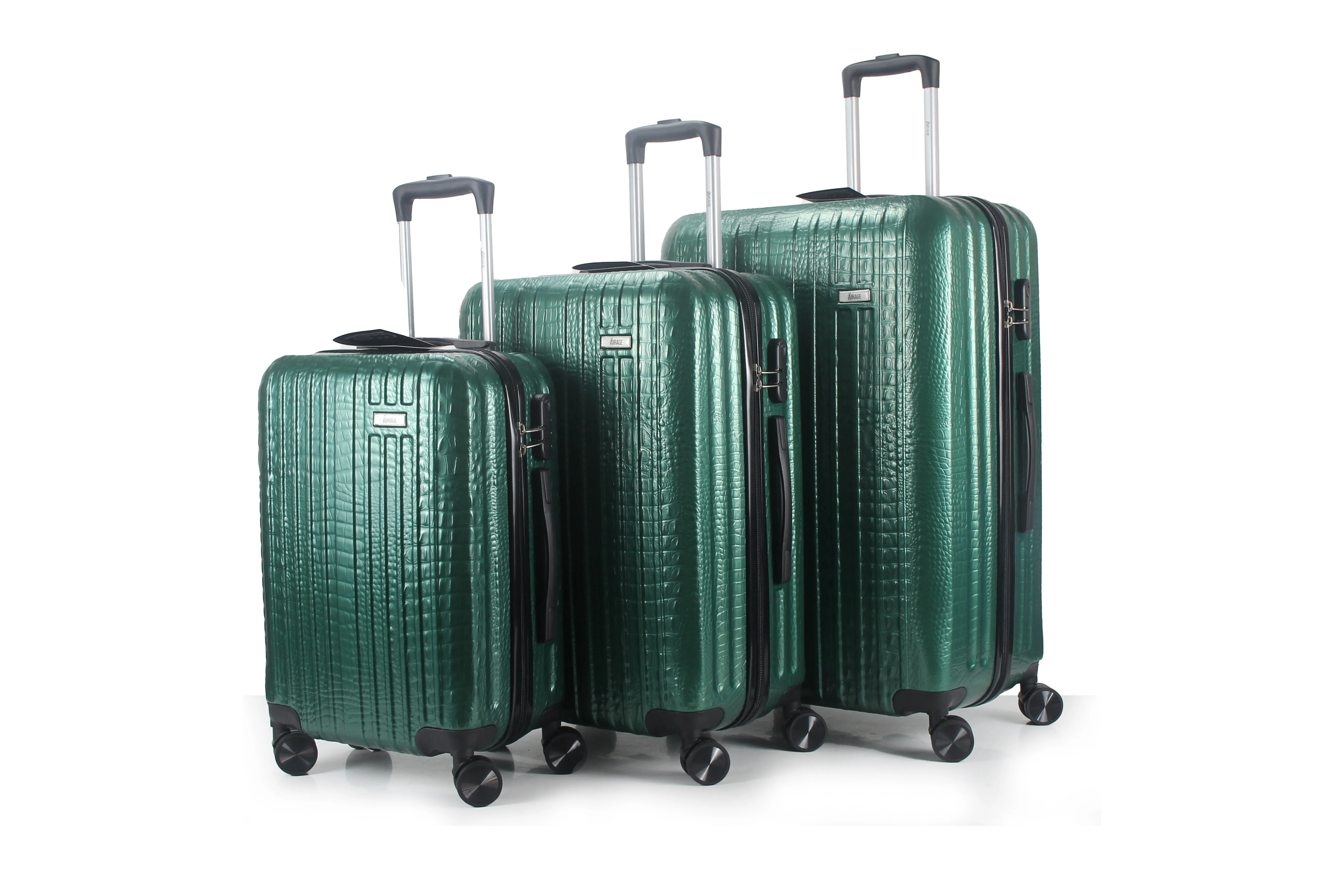 Mirage Danae Abs Hard Shell Lightweight 360 Dual Spinning Wheels Combo Lock 3 Piece Luggage Set