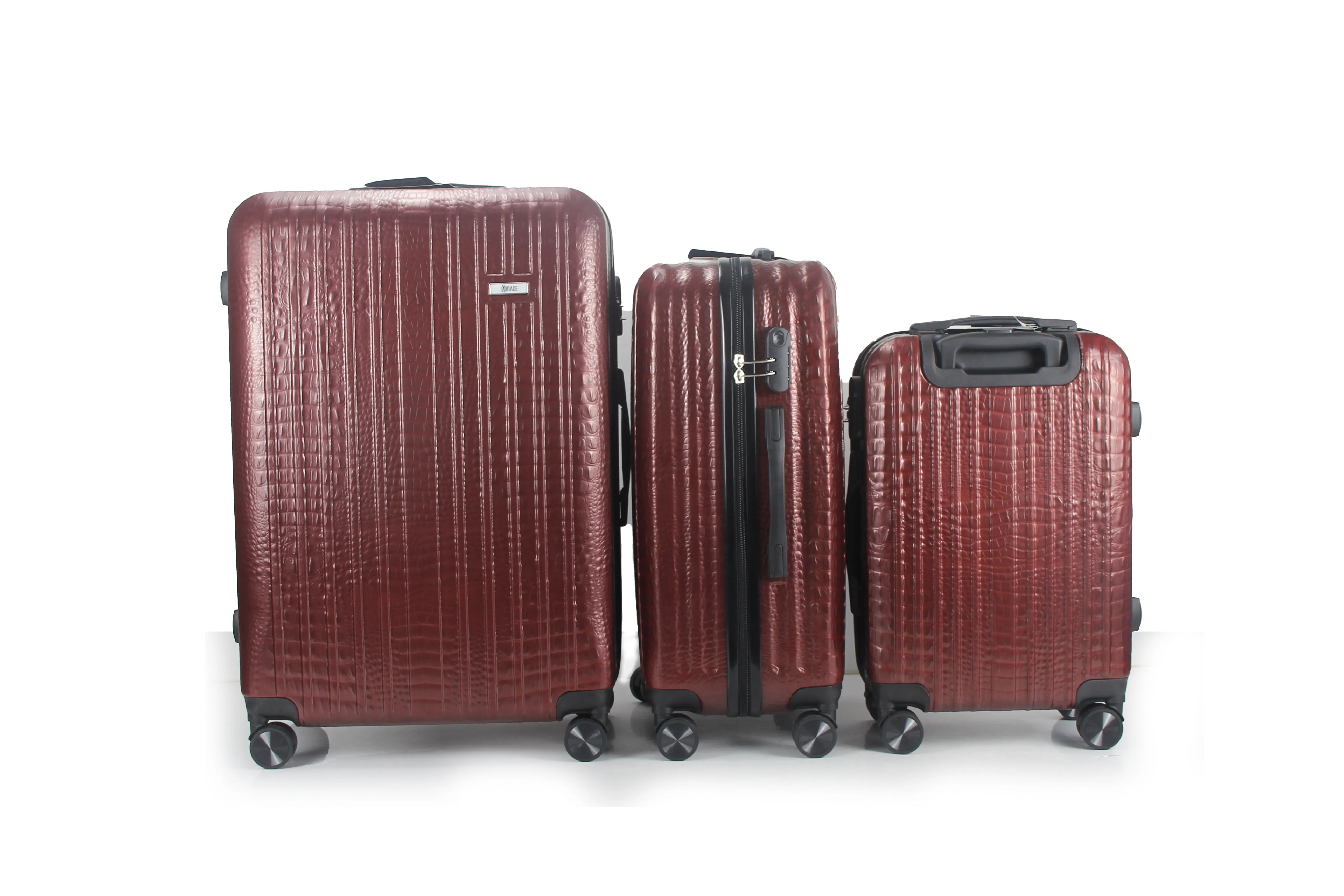 Mirage Danae Abs Hard Shell Lightweight 360 Dual Spinning Wheels Combo Lock 3 Piece Luggage Set