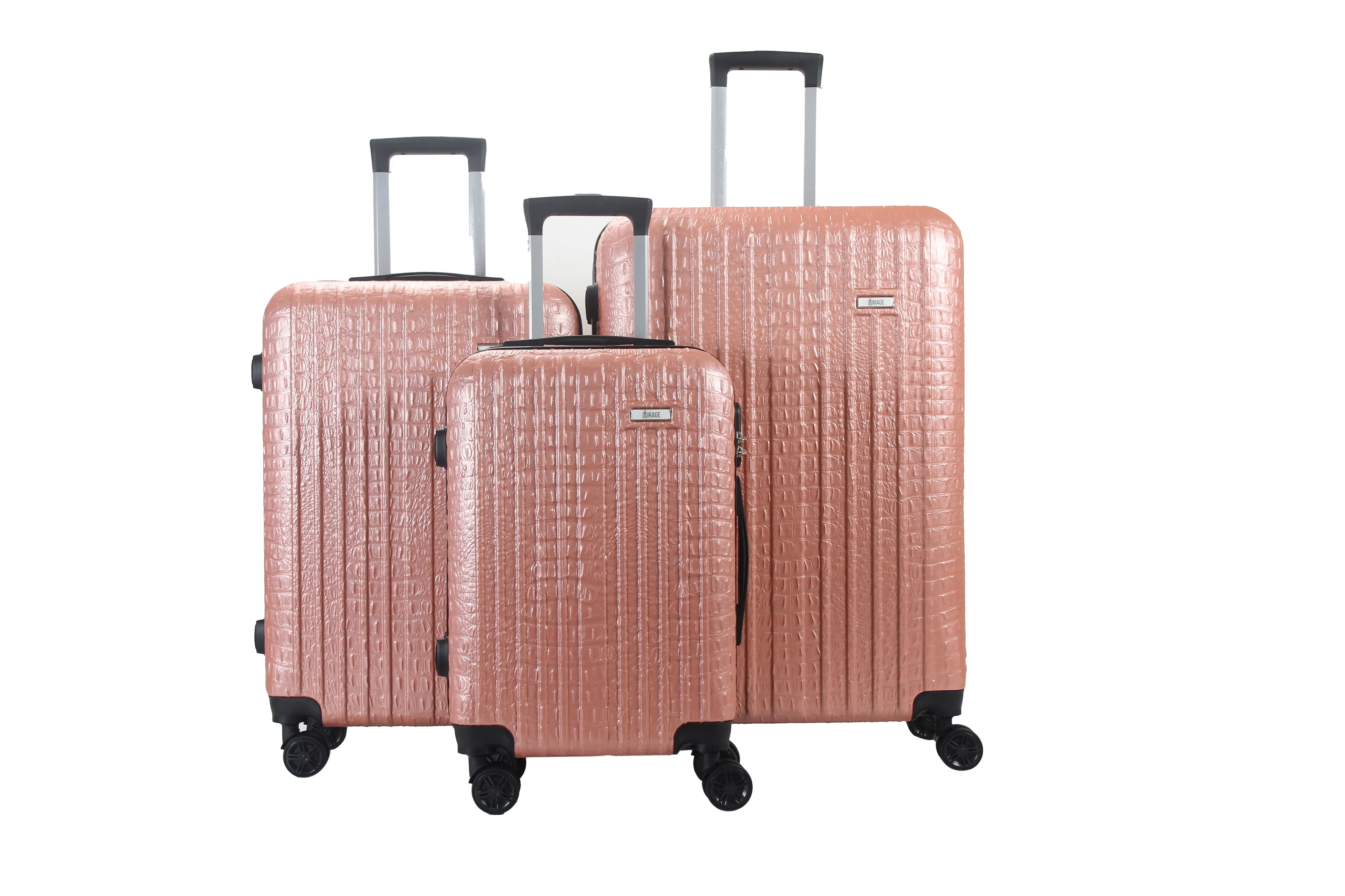 Mirage Danae Abs Hard Shell Lightweight 360 Dual Spinning Wheels Combo Lock 3 Piece Luggage Set