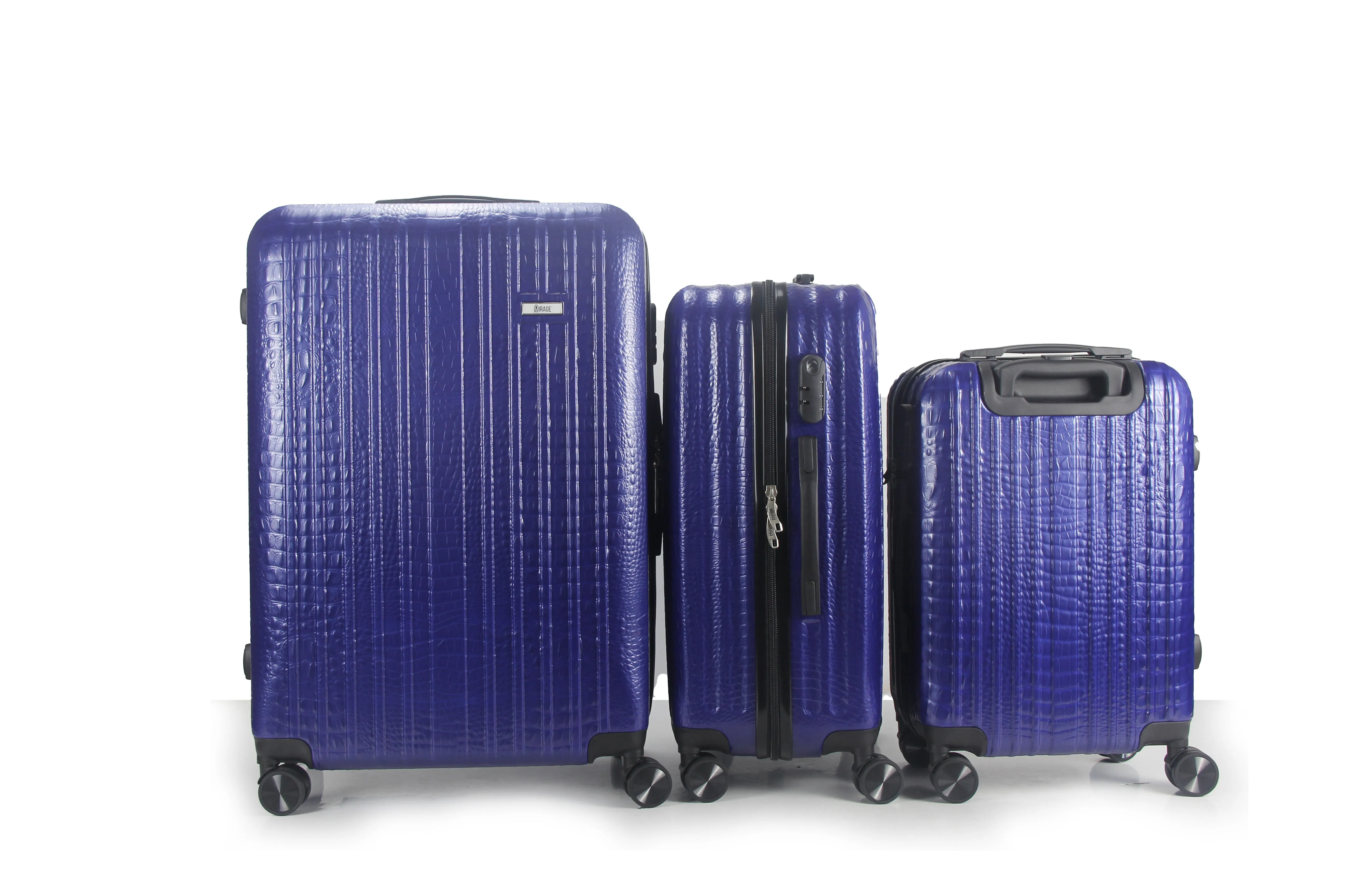 Mirage Danae Abs Hard Shell Lightweight 360 Dual Spinning Wheels Combo Lock 3 Piece Luggage Set