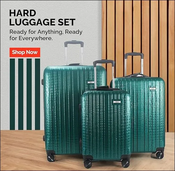 Mirage Danae Abs Hard Shell Lightweight 360 Dual Spinning Wheels Combo Lock 3 Piece Luggage Set