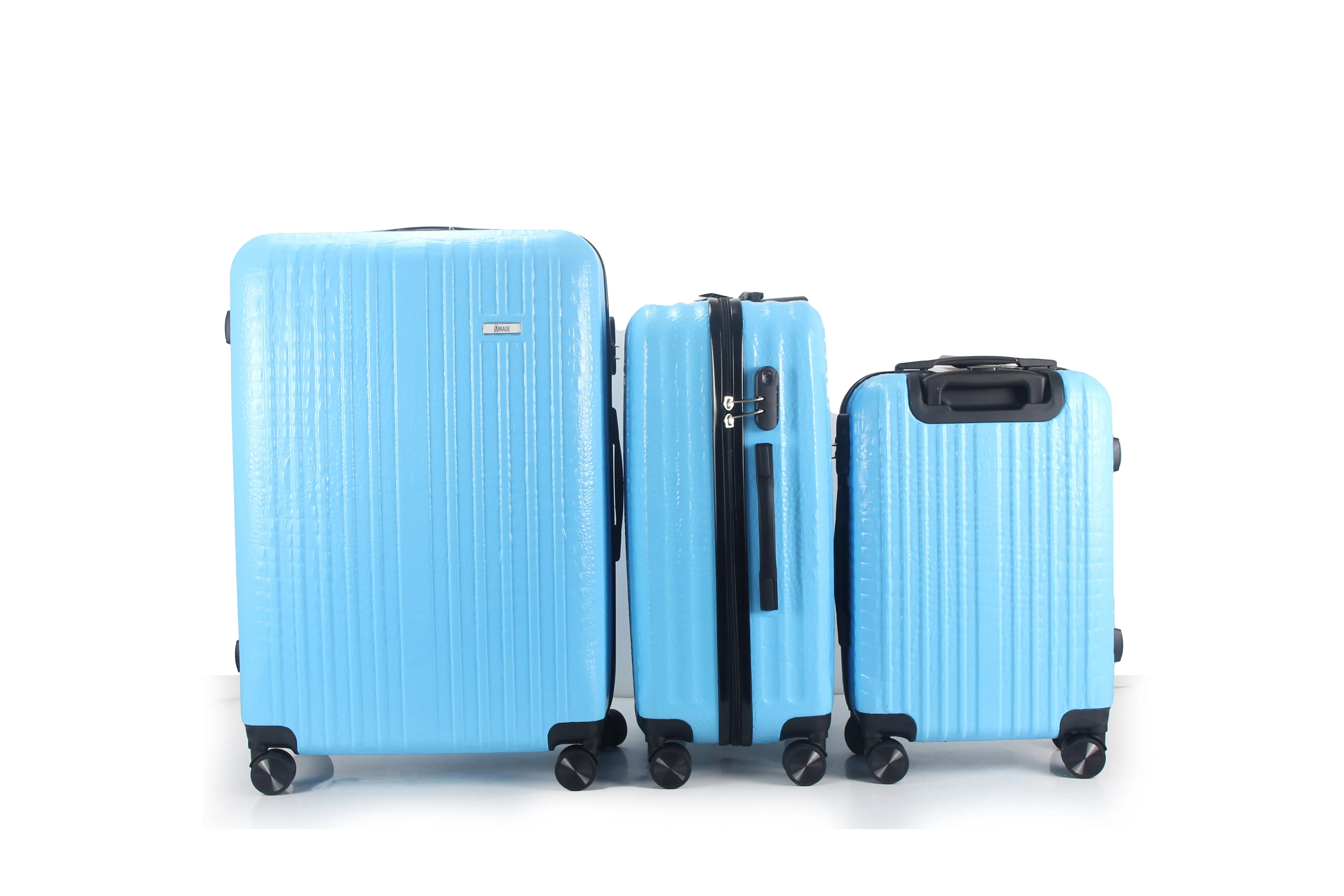 Mirage Danae Abs Hard Shell Lightweight 360 Dual Spinning Wheels Combo Lock 3 Piece Luggage Set