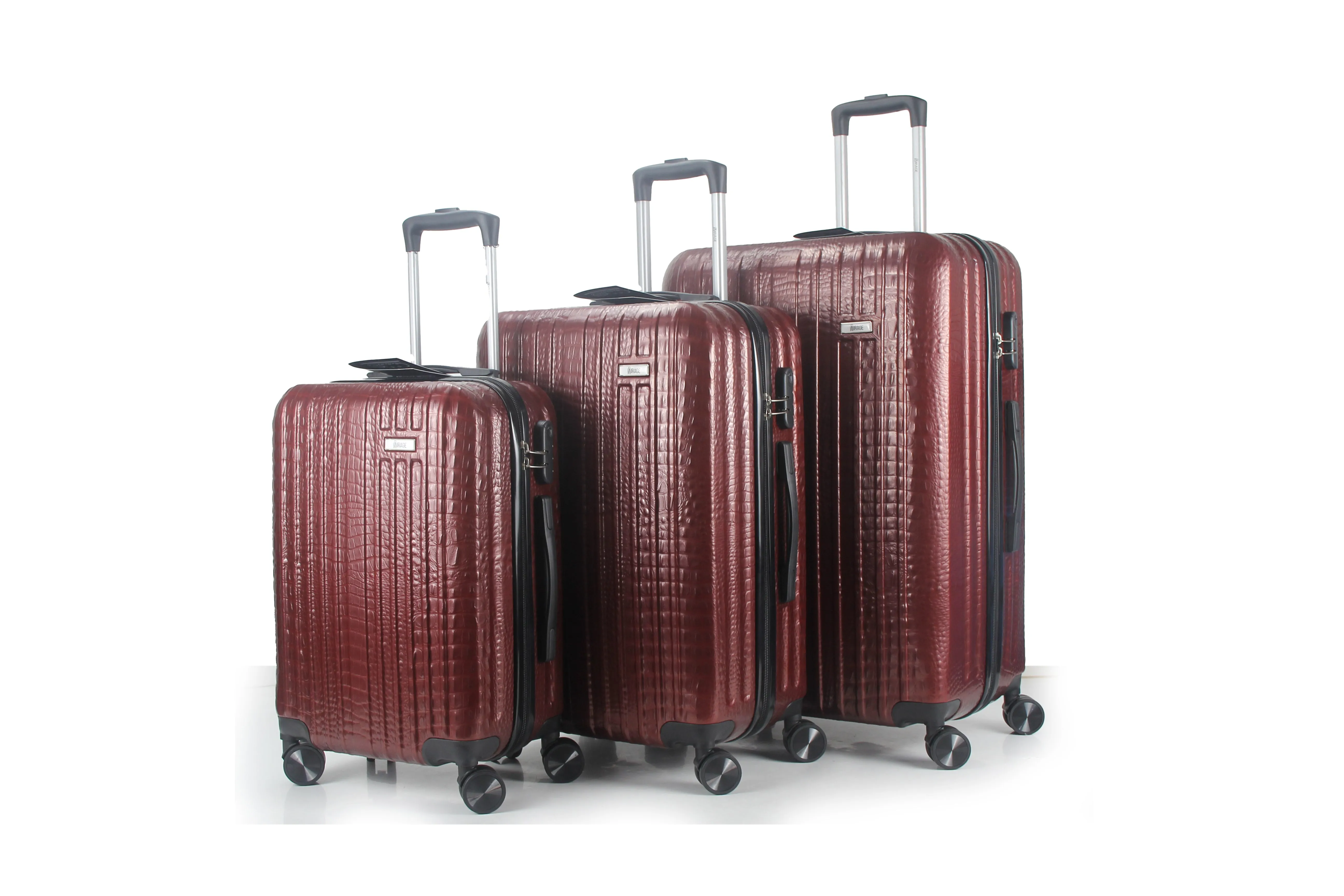 Mirage Danae Abs Hard Shell Lightweight 360 Dual Spinning Wheels Combo Lock 3 Piece Luggage Set