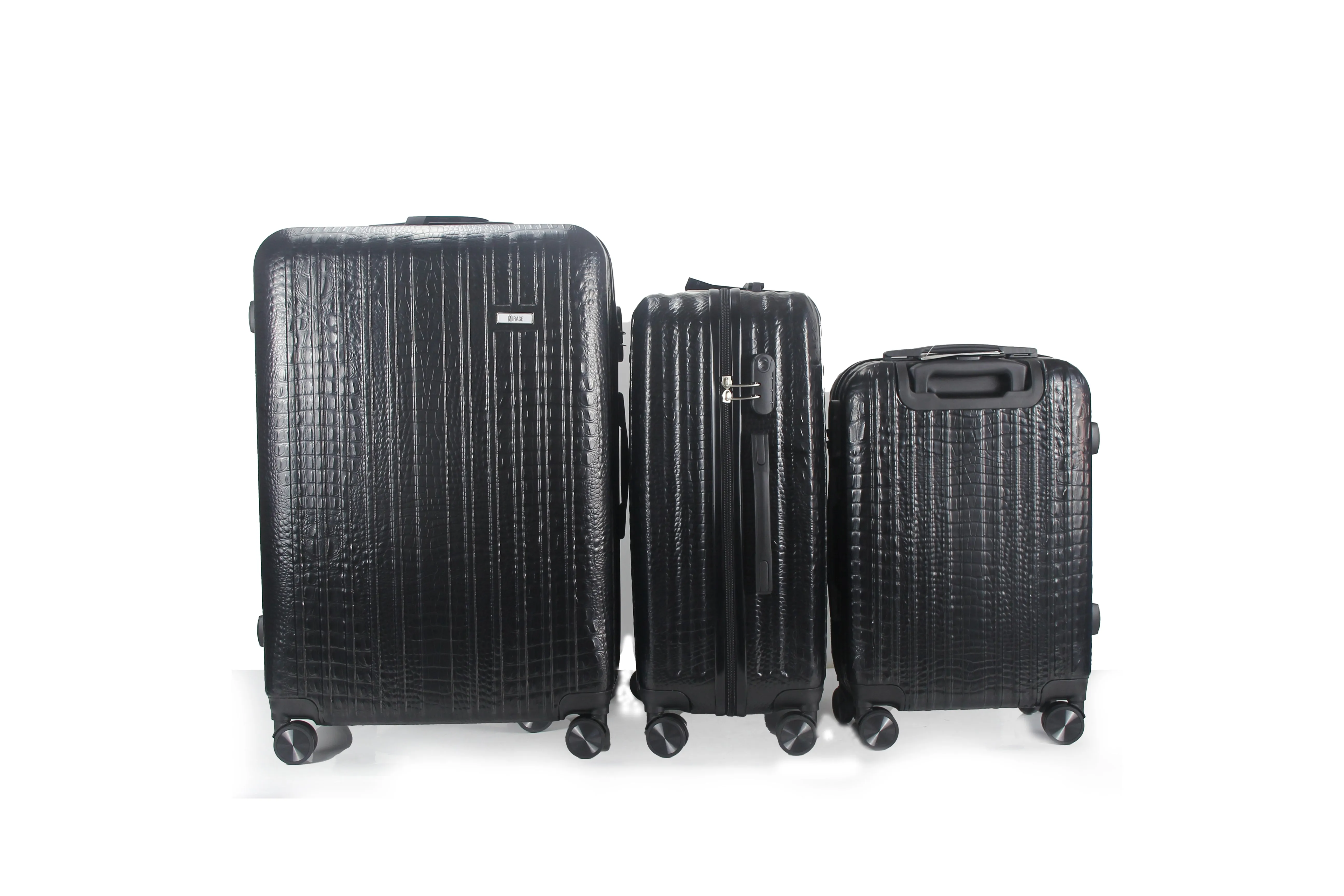 Mirage Danae Abs Hard Shell Lightweight 360 Dual Spinning Wheels Combo Lock 3 Piece Luggage Set