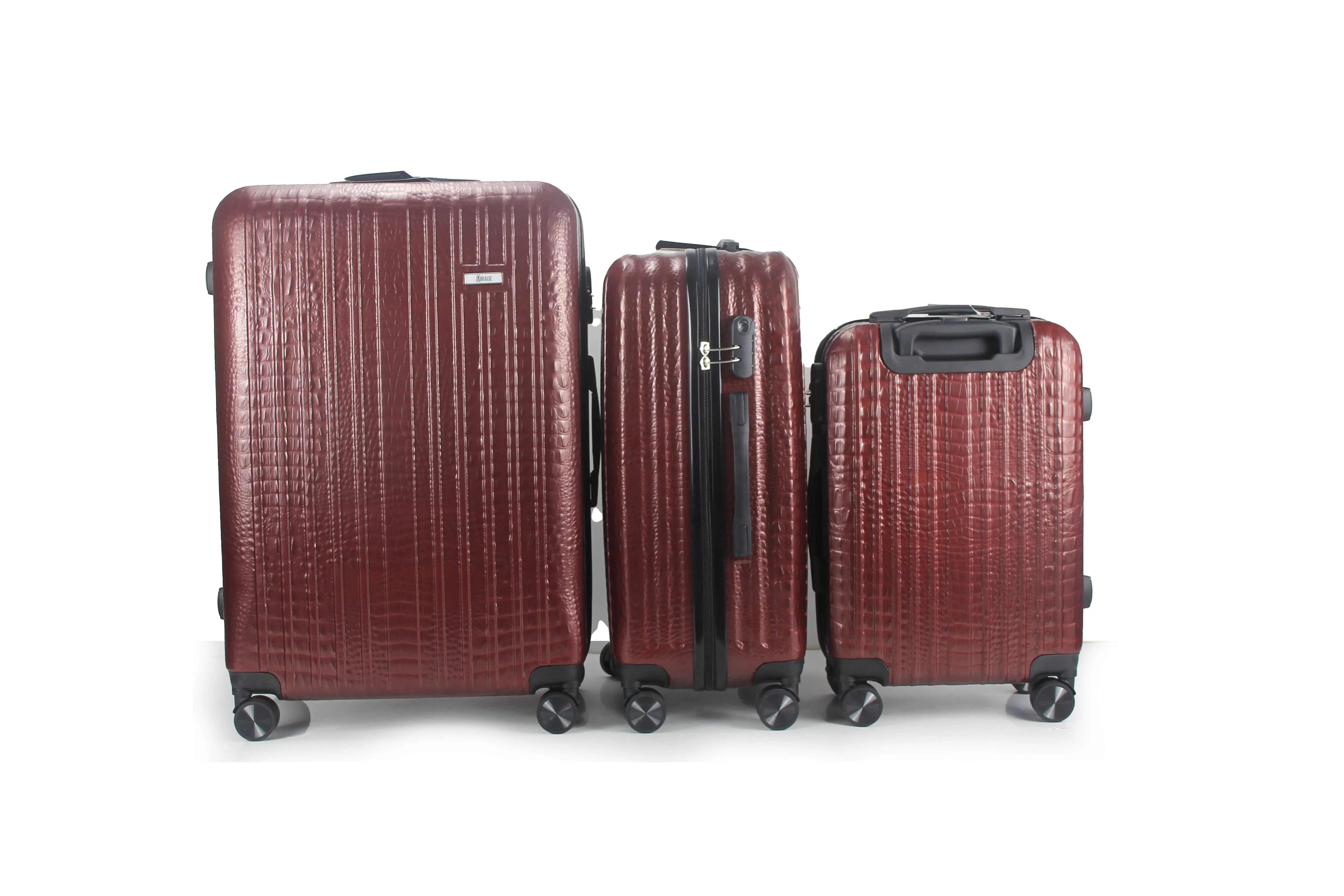 Mirage Danae Abs Hard Shell Lightweight 360 Dual Spinning Wheels Combo Lock 3 Piece Luggage Set