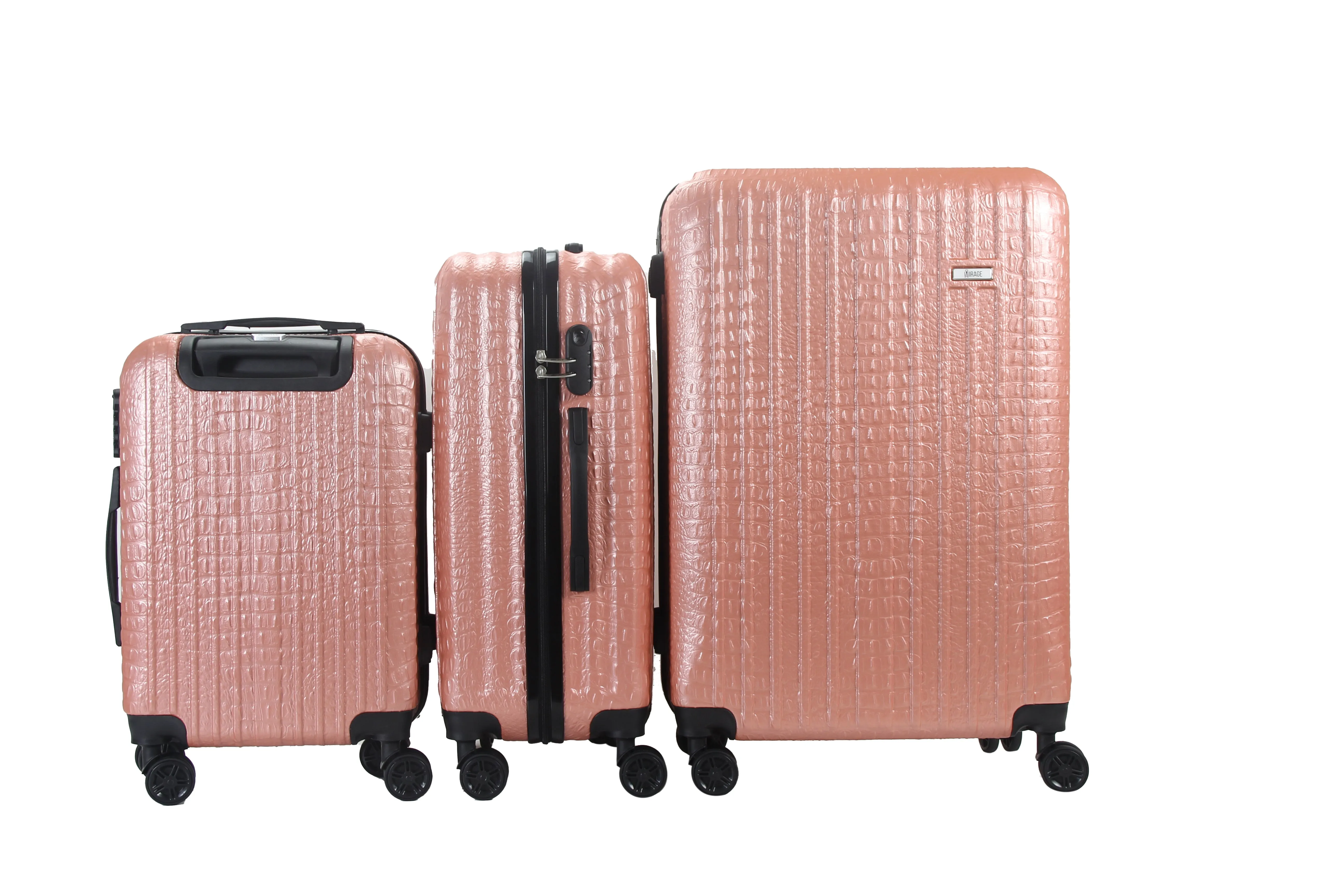 Mirage Danae Abs Hard Shell Lightweight 360 Dual Spinning Wheels Combo Lock 3 Piece Luggage Set