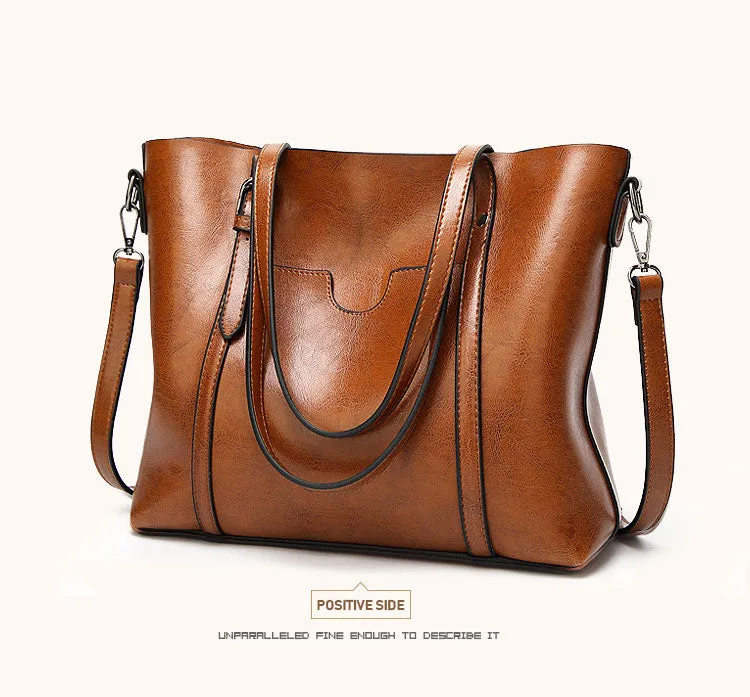 Oil Wax Leather Women Shoulder Bag