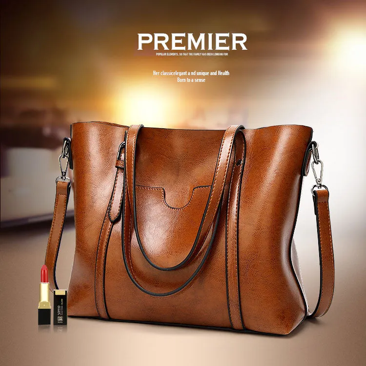 Oil Wax Leather Women Shoulder Bag