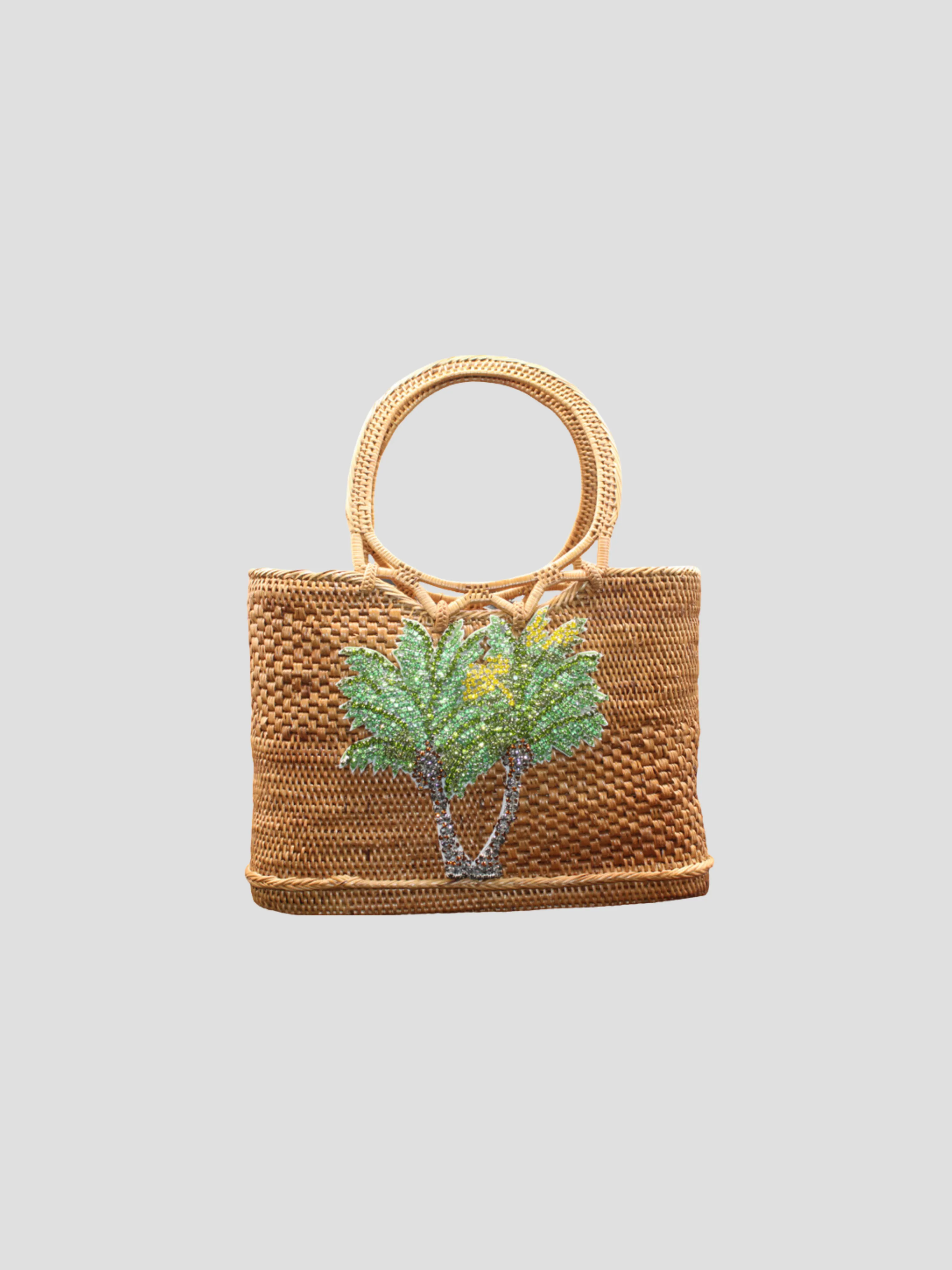 Raffia Tote with Swarovski Palm Tree