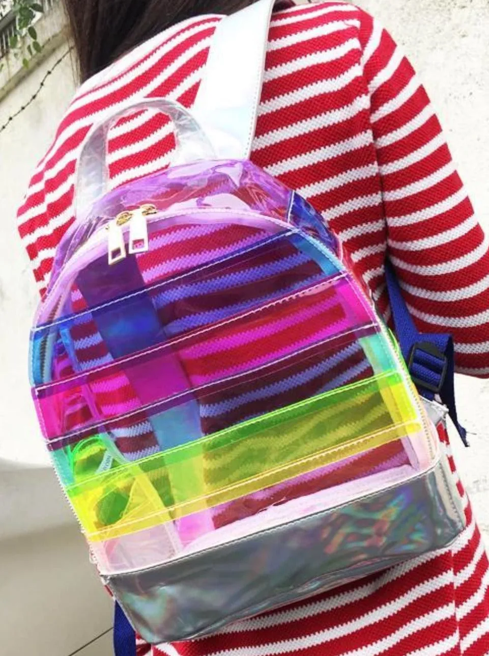 Retro Rainbow Transparent Backpack