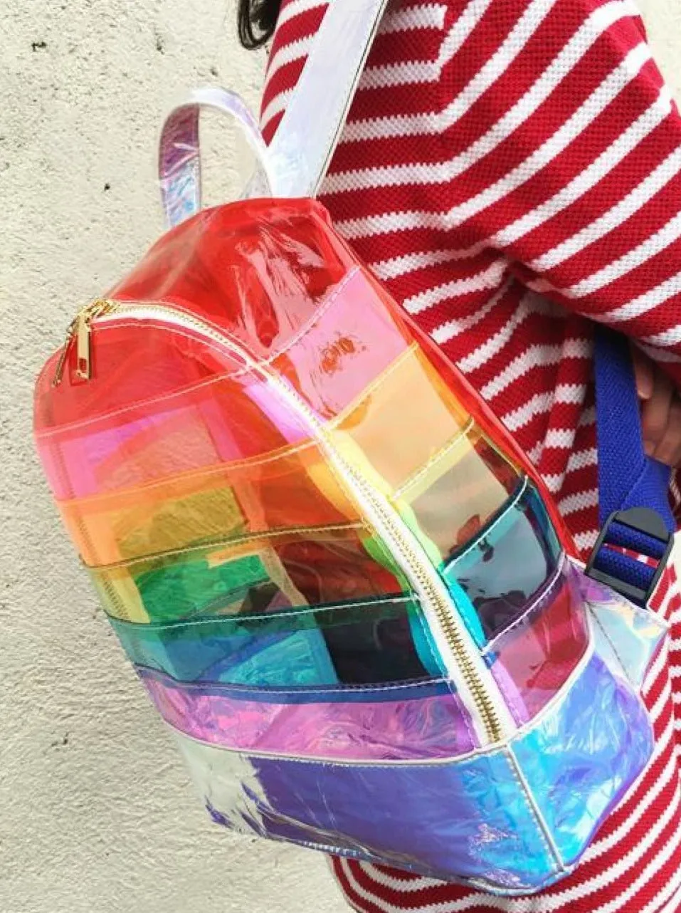 Retro Rainbow Transparent Backpack