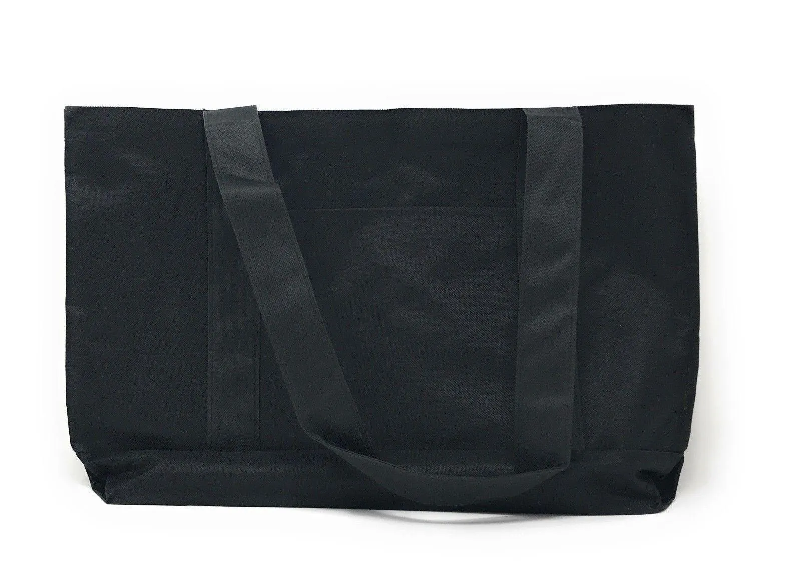 Reusable Grocery Shopping Totes Bags With Wide Bottom Gusset Black Plain