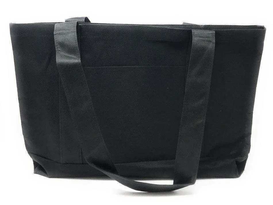 Reusable Grocery Shopping Totes Bags With Wide Bottom Gusset Black Plain