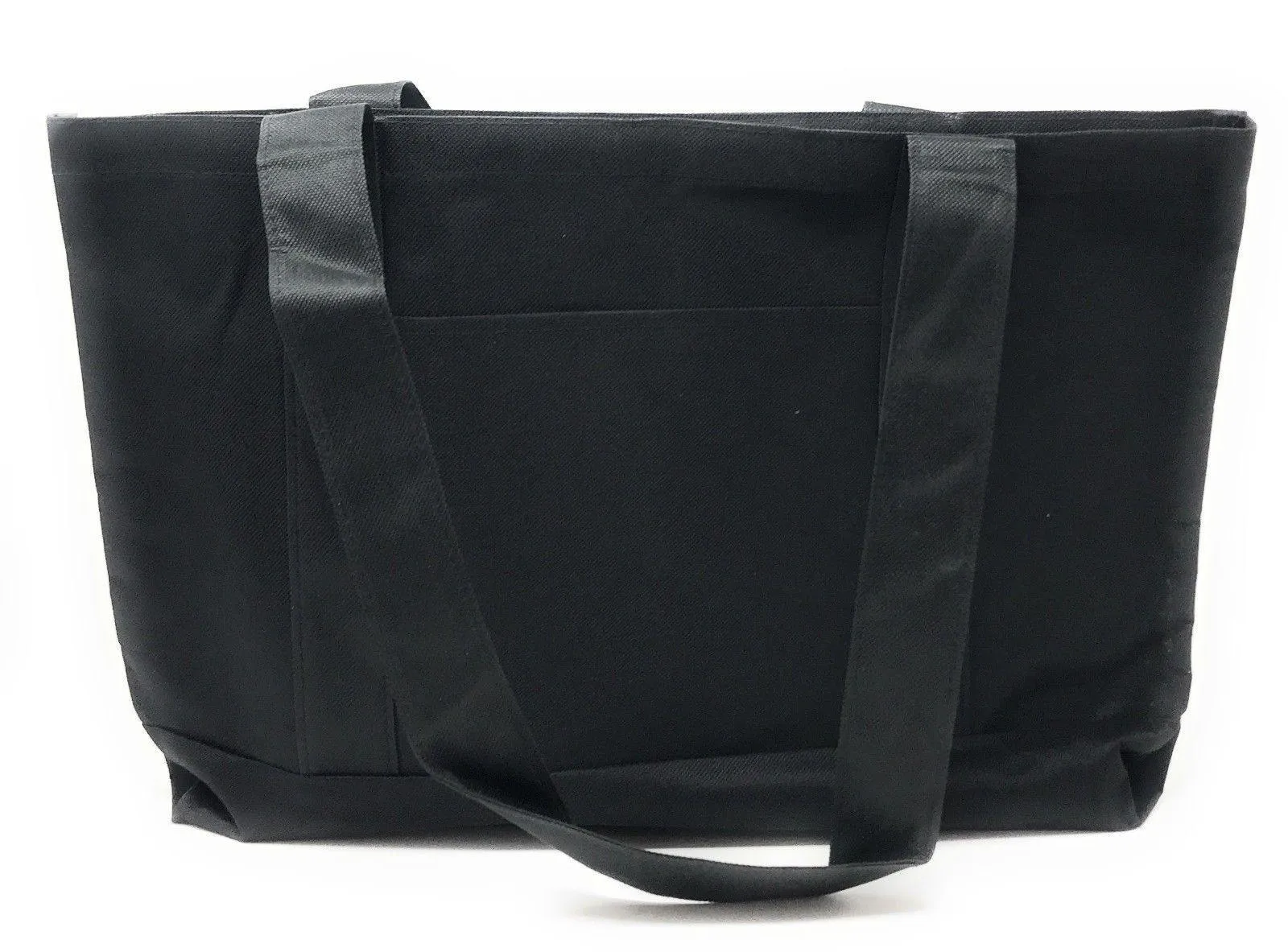 Reusable Grocery Shopping Totes Bags With Wide Bottom Gusset Black Plain