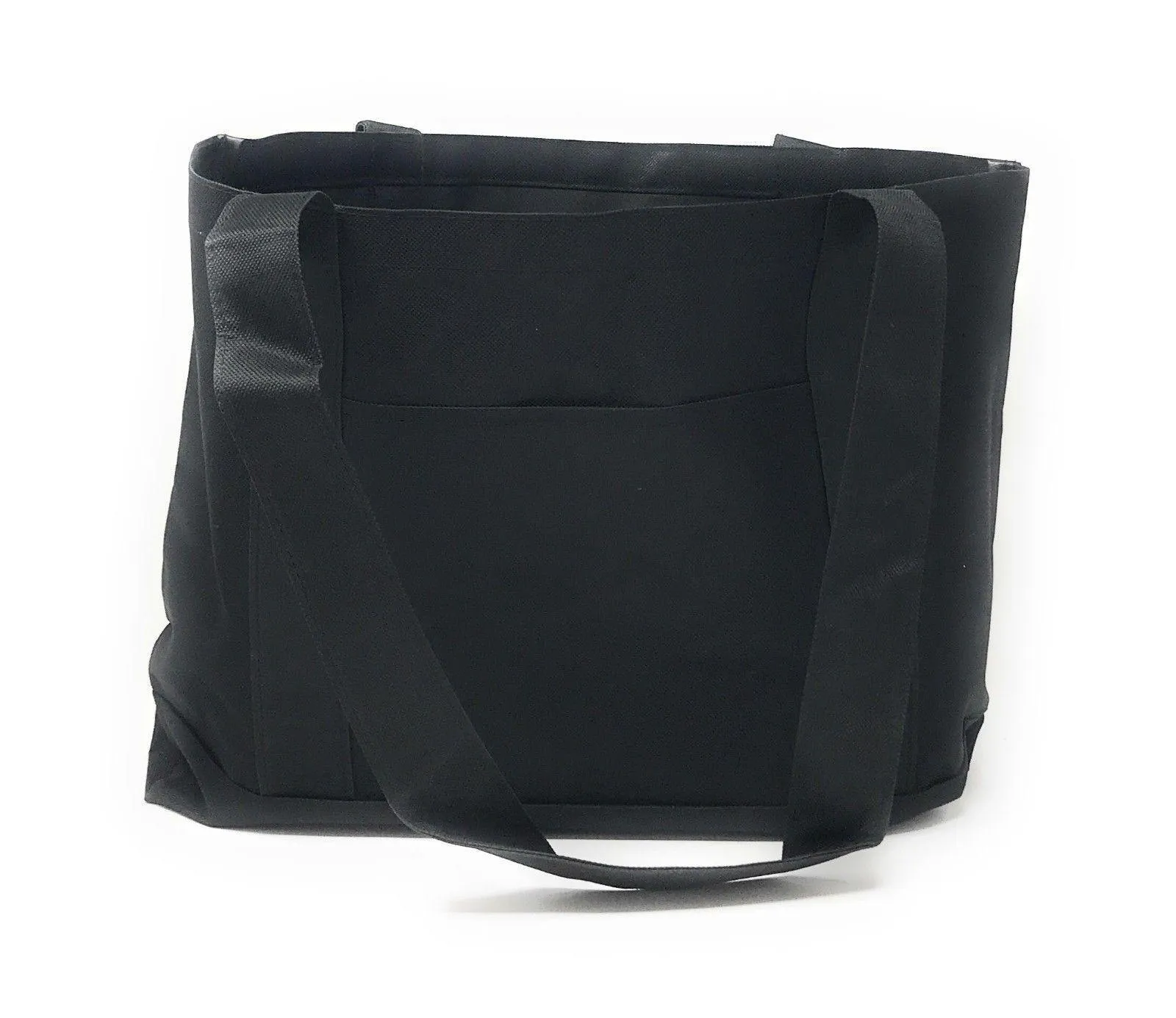 Reusable Grocery Shopping Totes Bags With Wide Bottom Gusset Black Plain