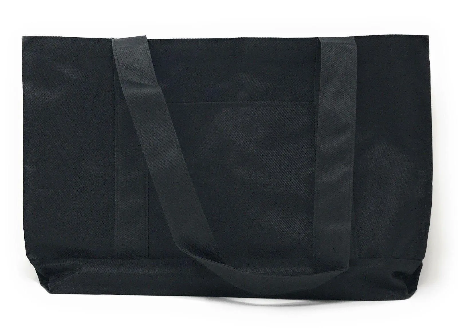 Reusable Grocery Shopping Totes Bags With Wide Bottom Gusset Black Plain