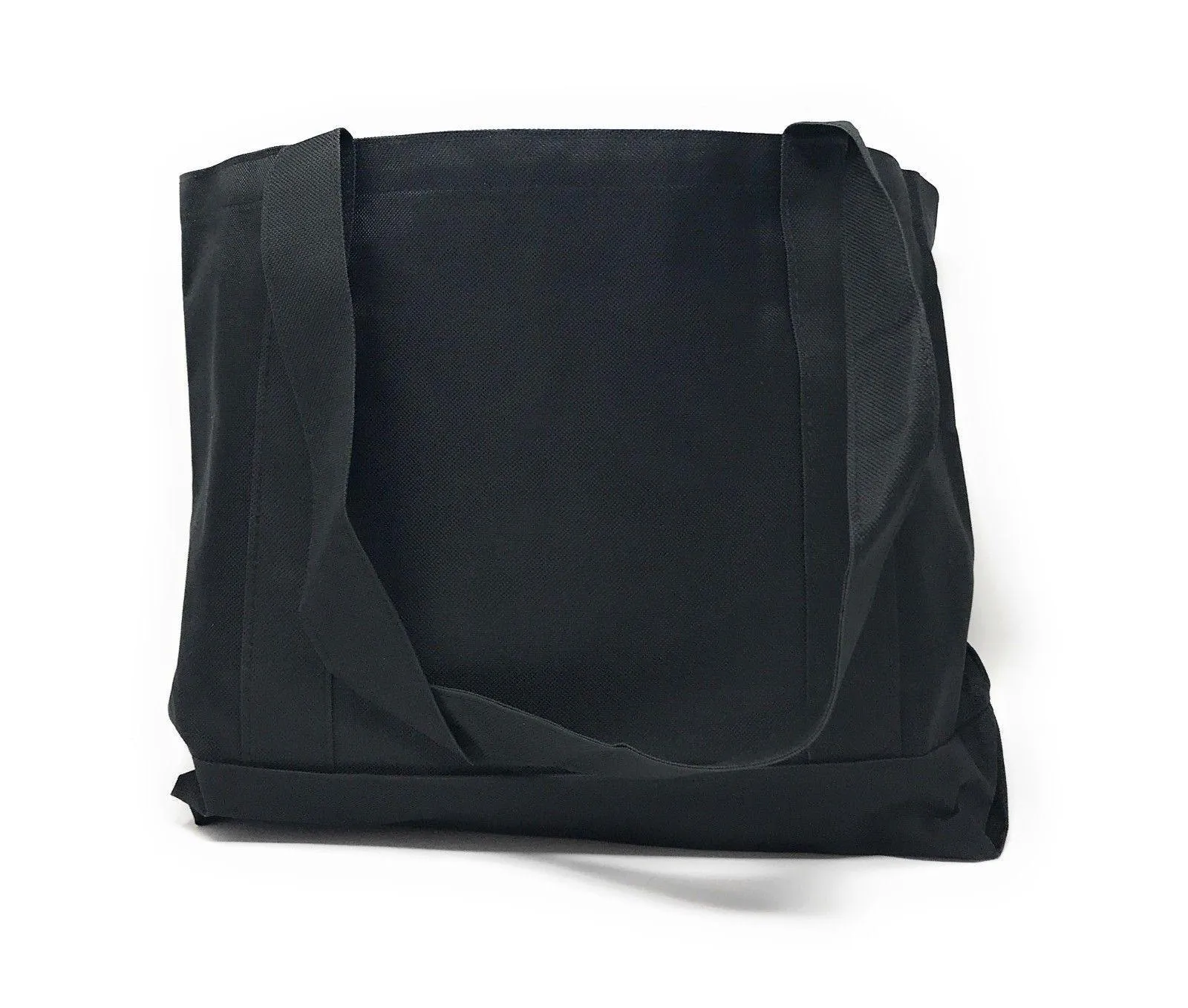 Reusable Grocery Shopping Totes Bags With Wide Bottom Gusset Black Plain