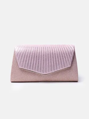 RORY GLITTER ENVELOPE CLUTCH BAG IN CHAMPAGNE