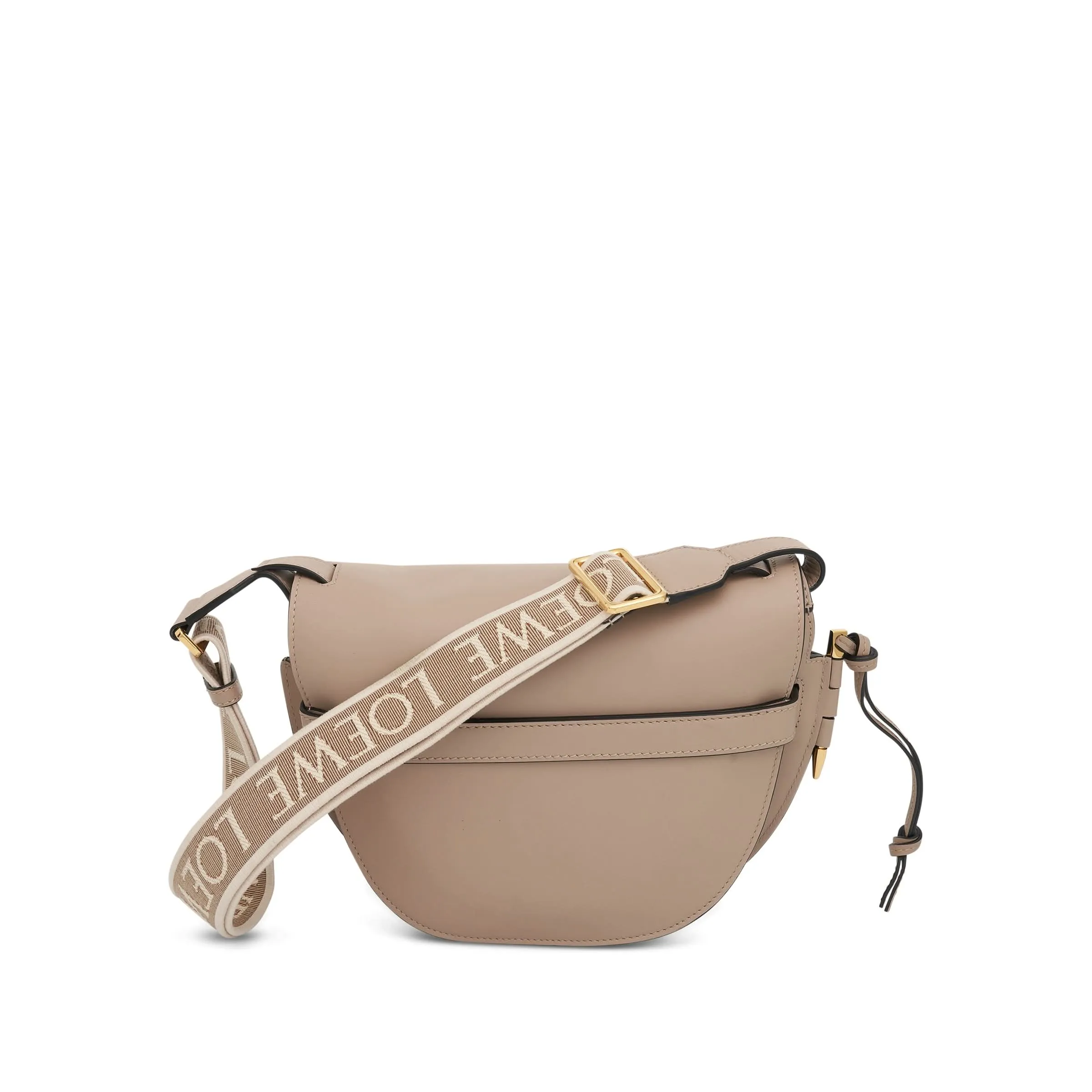 Small Gate Bag in Soft Calfskin and Jacquard Strap in Sand