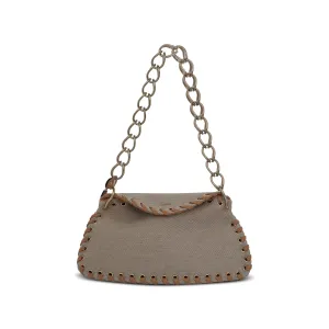 Small Juana Day Bag in Linen & Nappa Lambskin in Soft Tan