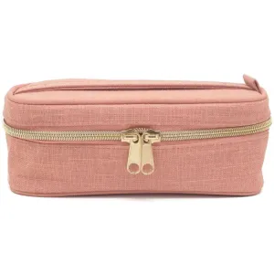 SoYoung Petite Raw Linen Makeup Bag Beauty Poche - Muted Clay