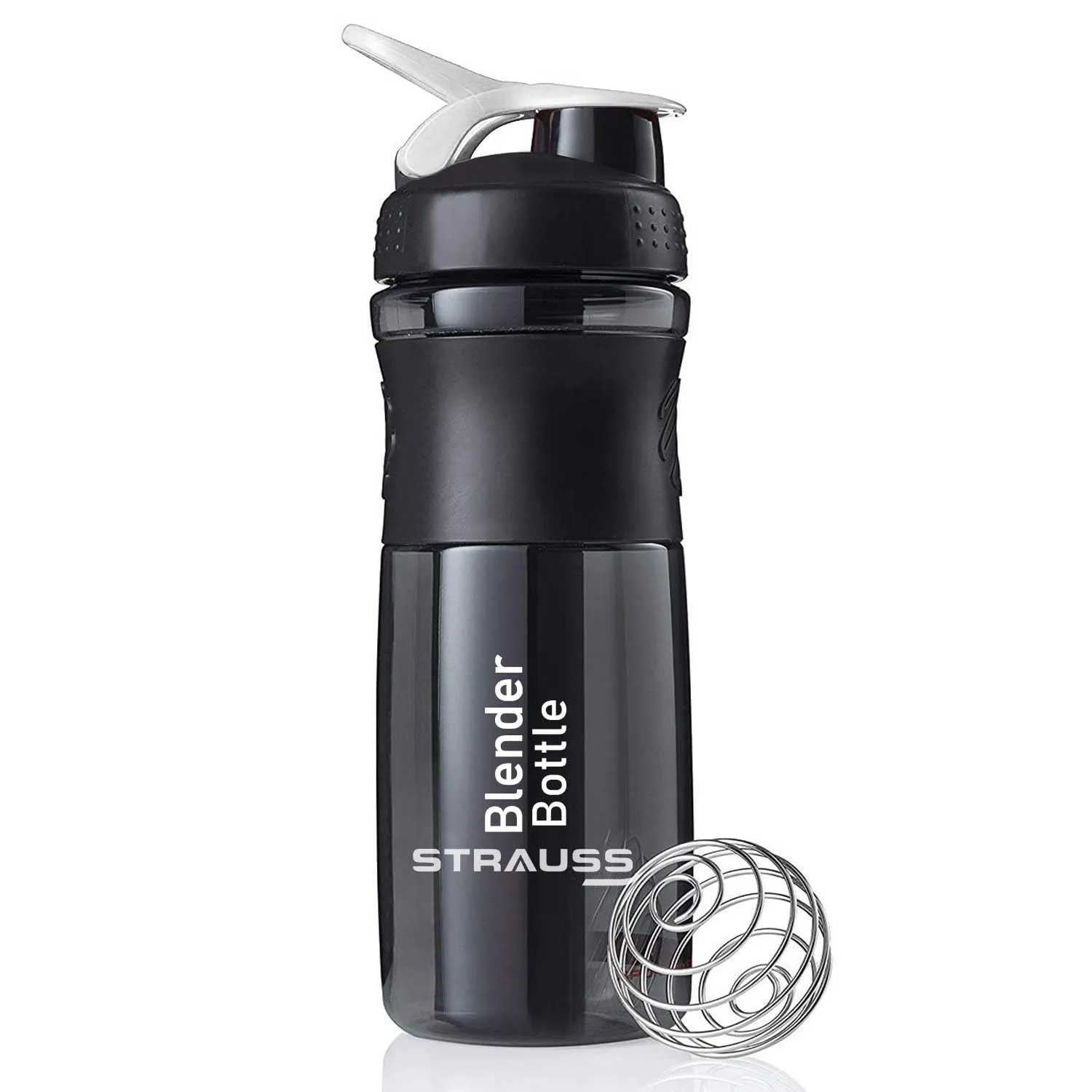 STRAUSS Blender Shaker Bottle | Leakproof Shaker Bottle for Protein Shake, Pre-workout and Bcaa Shake | Protein Shaker Bottle for Gym | BPA-Free Material- 760 ML,(Black) | Pack of 3