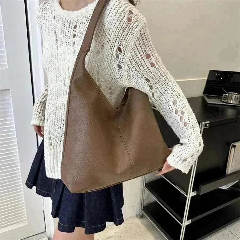 Trendy Leather Tote - Spacious Genuine Leather Shoulder Bag - WSH022