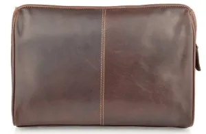 Woodland Leathers Burnish Brown Buffalo Brown Leather Wash Bag